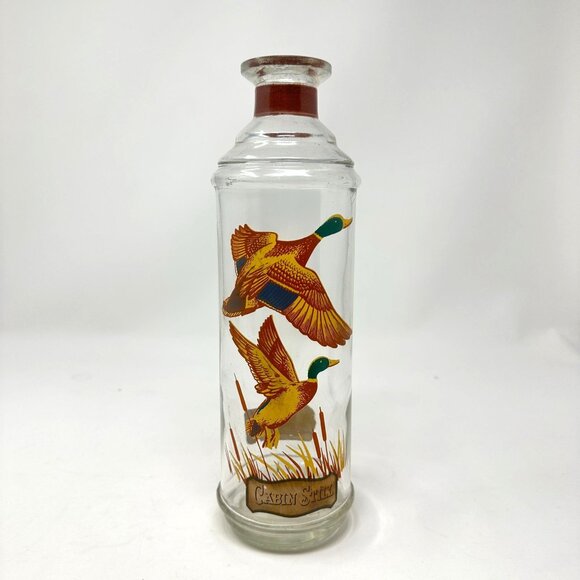Vtg Cabin Still Bourbon Glass Decanter Sportsman Mallard Duck Amber Stopper - Picture 13 of 16
